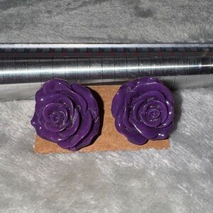 Purple Rose Earrings